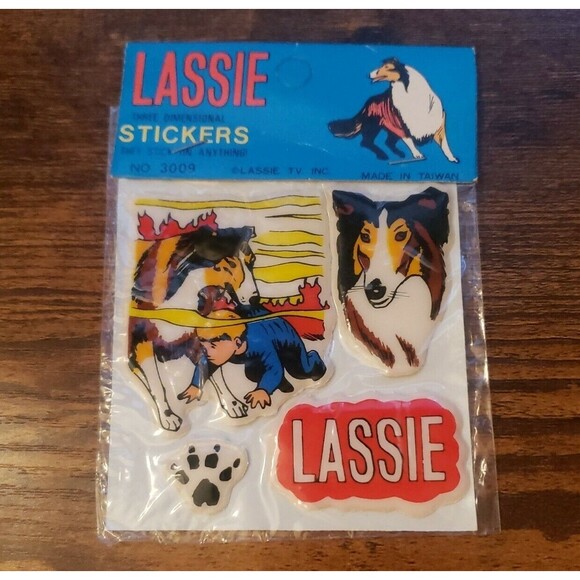 Vintage Lassie Three Dimensional Puffy Stickers 1980's Made in Taiwan No 3009 - Picture 2 of 8